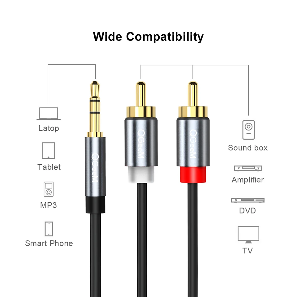 Câble RCA QGeeM 2RCA vers 3.5m - Home Cinema Amplifier avis et prix