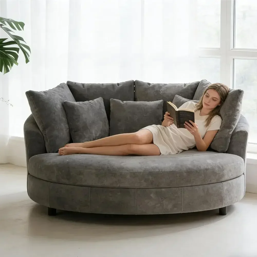 Fauteuil baril en chenille gri - Home Cinema Couch avis et prix